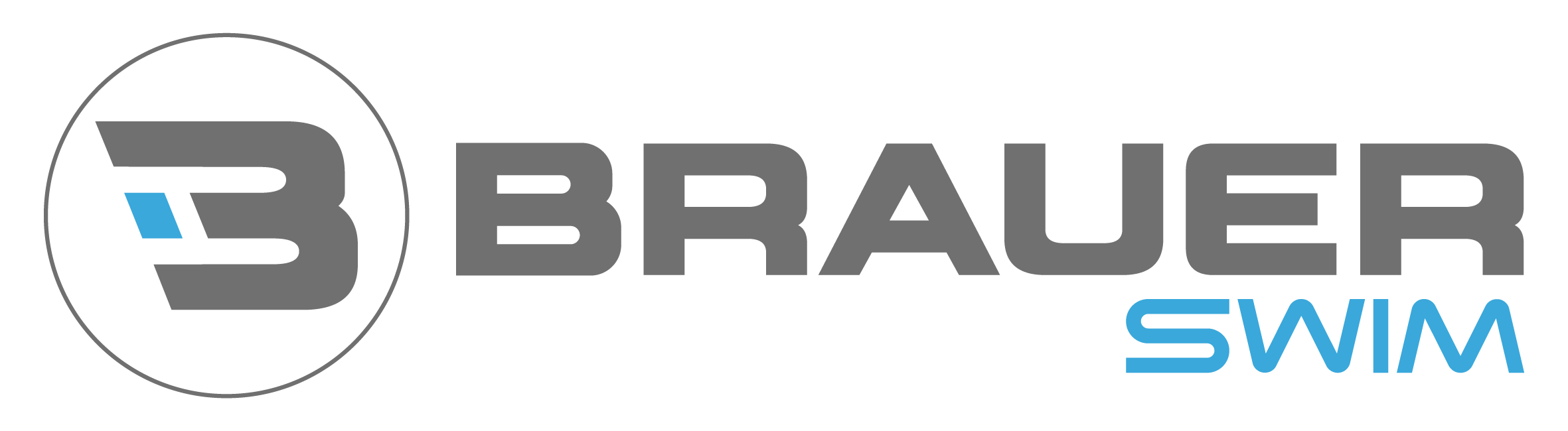 Brauer in silver with Swim in blue below